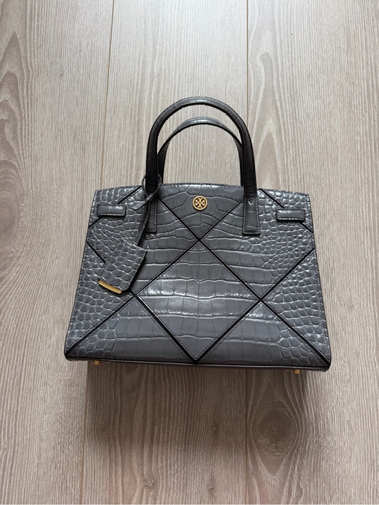 Tory Burch Handbags - Tory Burch Walker Diamond Embossed Croc Leather Grey Satchel sophisticated luxe